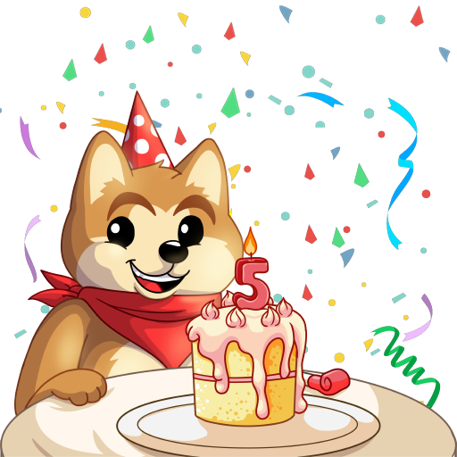 Akita 5 year anniversary sticker